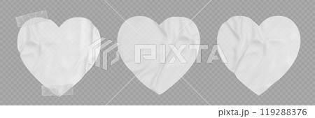White paper tape heart sticker, love note collage 119288376