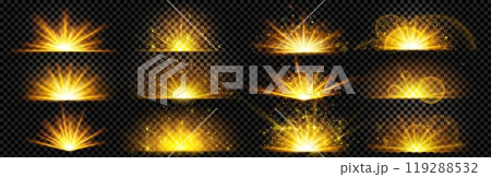 Gold explode glow shine, sun ray burst effect 119288532
