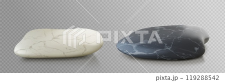 Realistic set of black and white marble stone 119288542