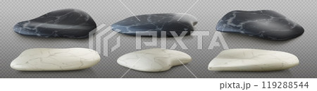 Realistic set of black and white marble stone 119288544