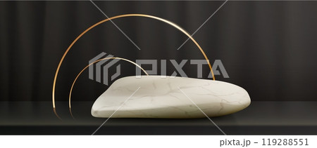 3d realistic cosmetic product stone podium mockup 119288551