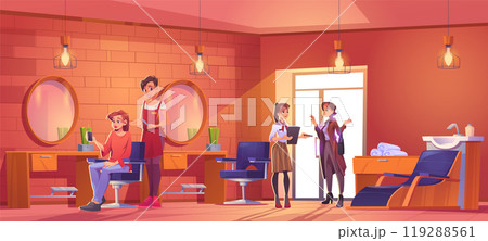 Hair beauty salon vector cartoon illustration Hair beauty salon vector cartoon illustration 119288561