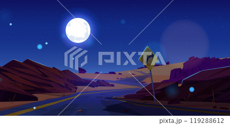 Curve desert road landscape vector background Curve desert road landscape vector background 119288612