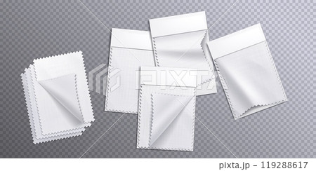 Realistic fabric piece swatch sample mockup vector 119288617