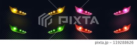 Realistic color led car light flare vector effect 119288626