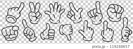 Hand sign icon illustration set (transparent, line only) 119288657