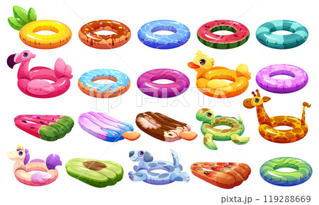 Inflatable rubber swim pool ring cartoon vector 119288669