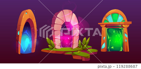 Fantasy fairy magic portal cartoon game vector 119288687