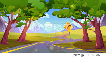 Mountain road pathway in forest vector landscape 119288699