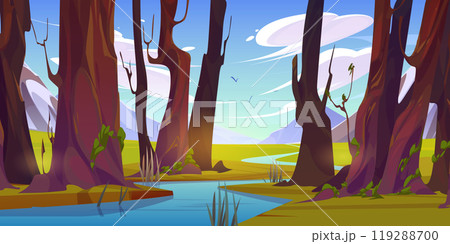 River in summer forest and mountain nature vector River in summer forest and mountain nature vector 119288700