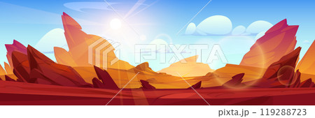 Rock desert cartoon vector landscape background Rock desert cartoon vector landscape background 119288723