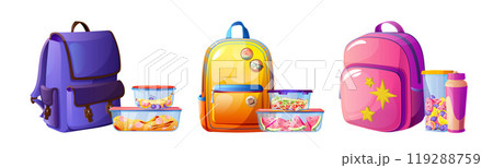 Plastic lunch food container for school backpack 119288759