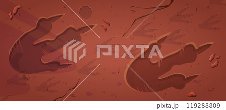 Dig fossil dinosaur footprint trace vector cartoon 119288809