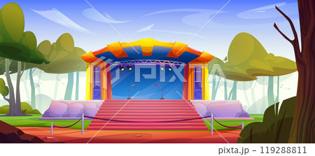 Outdoor park festival music concert stage vector Outdoor park festival music concert stage vector 119288811