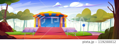 Concert stage for music festival outdoor in park Concert stage for music festival outdoor in park 119288812