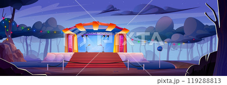 Night music concert stage for outdoor air festival 119288813