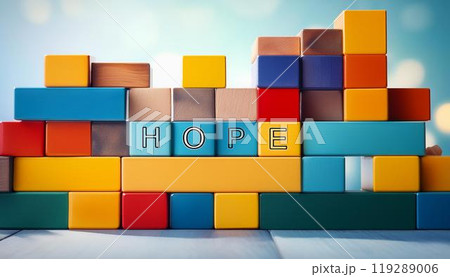 HOPEの文字と積み木のブロック 119289006