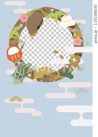 帶有棕色蛇和幸運符的新年賀卡（無 message_window） 119289030