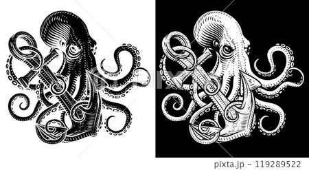 Octopus Anchor Kraken Sailor Tattoo Style Deisgn 119289522