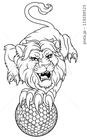 Lion Golf Animal Sports Team Mascot 119289525