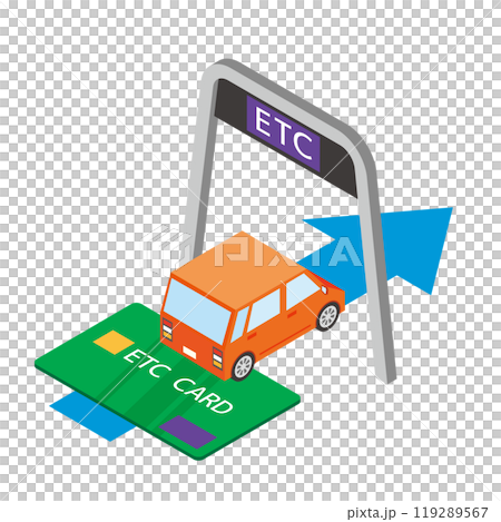 ETC卡和汽車通過閘機 119289567