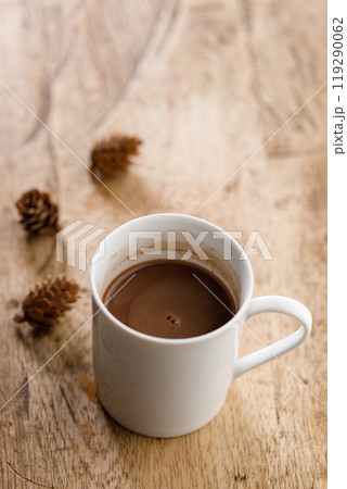 Cup of hot chocolate in white cereamic cup Cup of hot chocolate in white cereamic cup 119290062