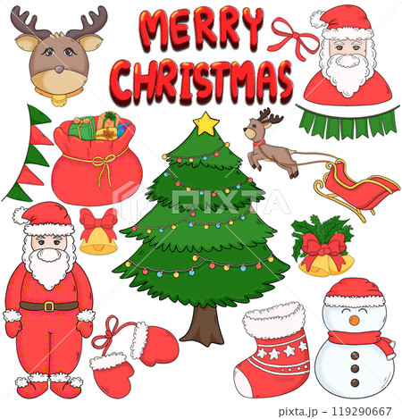 Merry Christmas Set Pop Art Merry Christmas Set Pop Art 119290667