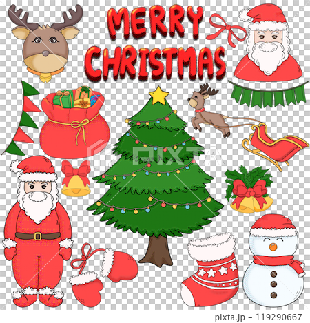 Merry Christmas Set Pop Art Merry Christmas Set Pop Art 119290667