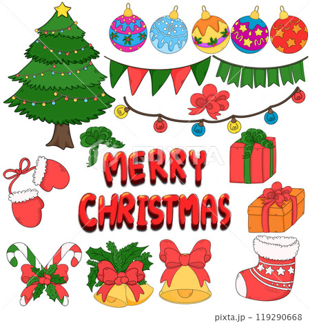 Merry Christmas Set Pop Art Merry Christmas Set Pop Art 119290668