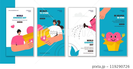 Flat Cartoon Style Template for World Kindness Day Social Media Stories Flat Cartoon Style Template for World Kindness Day Social Media Stories 119290726