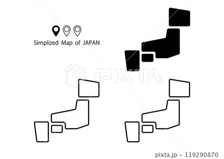 簡略化された日本地図のイラスト 簡略化された日本地図のイラスト 119290870