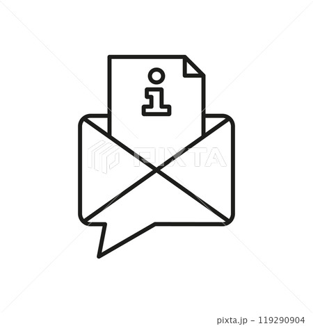 Email with Information Document Line Icon for Support and Communication. Email and Info Document Sign, Online Support Service Outline Symbol. Editable Stroke. Isolated Vector Illustration Email with Information Document Line Icon for Support and Communication. Email and Info Document Sign, Online Support Service Outline Symbol. Editable Stroke. Isolated Vector Illustration 119290904