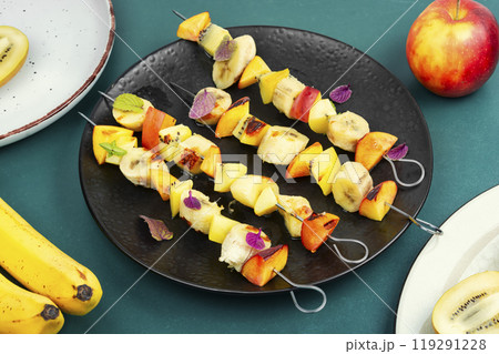 Colorful Fruit Skewers 119291228