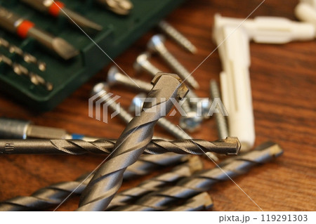 Close-up of a new drill bit for concrete drilling Close-up of a new drill bit for concrete drilling 119291303