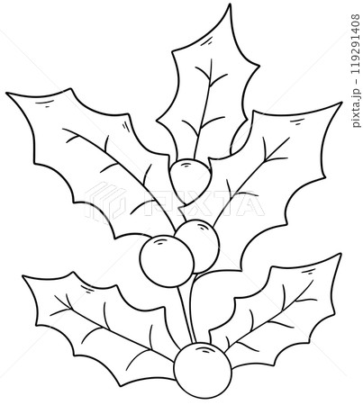 Christmas holly tree line drawing coloring page Christmas holly tree line drawing coloring page 119291408
