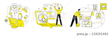 Structured thinking vector illustration. Innovation transforms into opportunities in crucible strategic minds Progress flourishes where individuality and structured thinking intersect 119291483