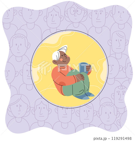 Introvert vector illustration. Introverted individuals appreciate value of solitude for personal growth The introvert metaphor compares socializing to strange and uncomfortable journey Alone time Introvert vector illustration. Introverted individuals appreciate value of solitude for personal growth The introvert metaphor compares socializing to strange and uncomfortable journey Alone time 119291498