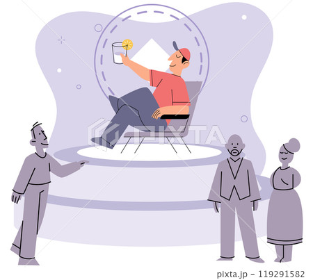Introvert vector illustration. Anxiety and fear can arise when introverts are pushed outside their comfort zone Ignoring social situations temporarily can be self care practice for introverts Introvert vector illustration. Anxiety and fear can arise when introverts are pushed outside their comfort zone Ignoring social situations temporarily can be self care practice for introverts 119291582