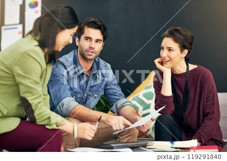 People, teamwork or writers planning with notes in meeting for solution, conversation and discussion. Paperwork, journalists and editors in workspace for talking, creative ideas and collaboration People, teamwork or writers planning with notes in meeting for solution, conversation and discussion. Paperwork, journalists and editors in workspace for talking, creative ideas and collaboration 119291840