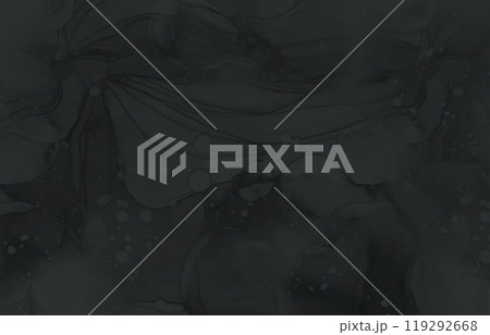 深い黒とグレーのダークトーンのミステリアスなホラー風アルコールインクアート抽象背景 119292668