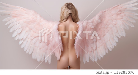 Beautiful nude woman with angel wings. Generative Ai Beautiful nude woman with angel wings. Generative Ai 119293070