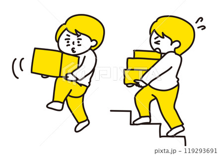 重い荷物を運んでいる人 重い荷物を運んでいる人 119293691