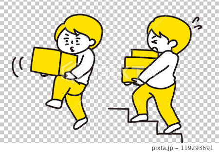 重い荷物を運んでいる人 重い荷物を運んでいる人 119293691
