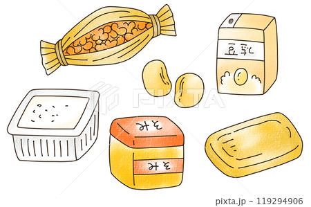 ゆるめシンプル大豆製品セット1　アナログ風 119294906
