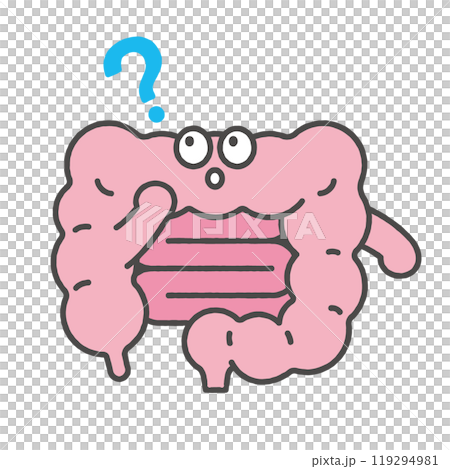 腸のキャラクターイラスト(疑問) 腸のキャラクターイラスト(疑問) 119294981