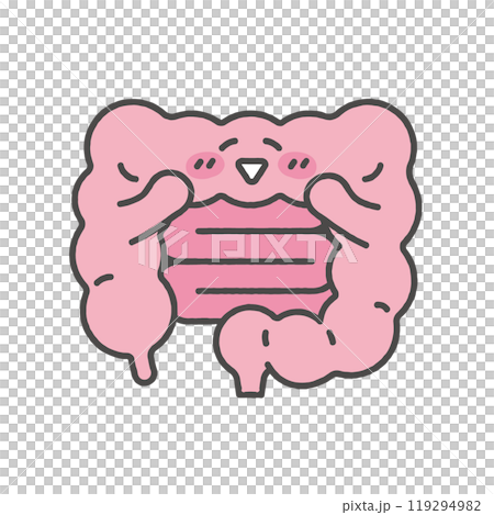 腸のキャラクターイラスト(嬉しい・照れる) 腸のキャラクターイラスト(嬉しい・照れる) 119294982