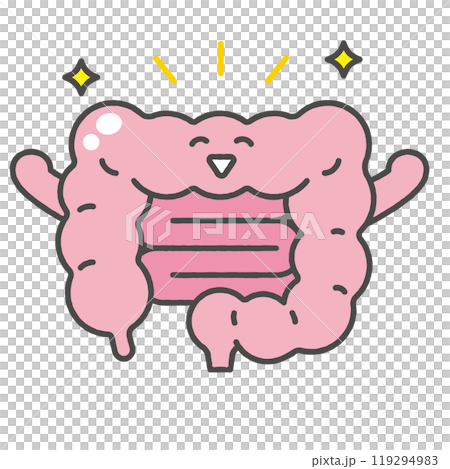 腸のキャラクターイラスト（喜ぶ・わーい） 119294983