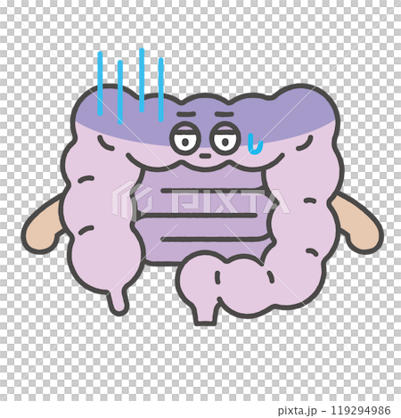 腸道人物插圖（疾病/不健康） 119294986