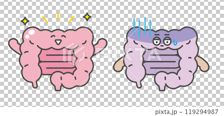 腸字符圖（健康和不健康） 119294987