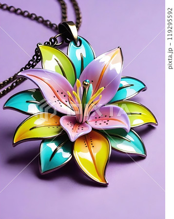 concept of a flower pendant. Feathered Floral Elegance. concept of a flower pendant. Feathered Floral Elegance. 119295592